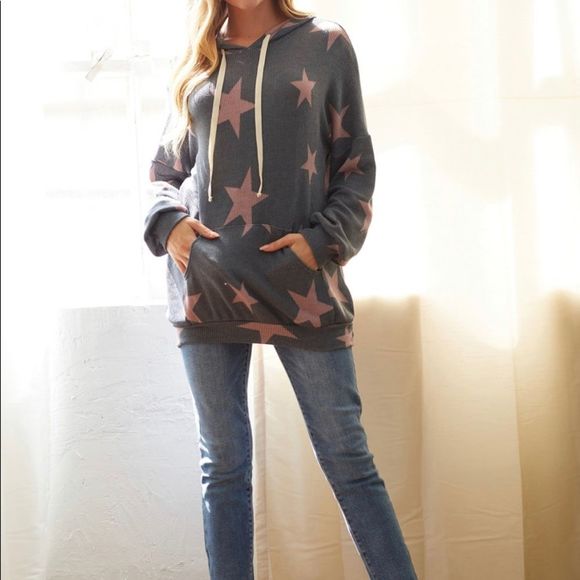 🆕Star print oversized hooded pullover - Picture 11 of 16